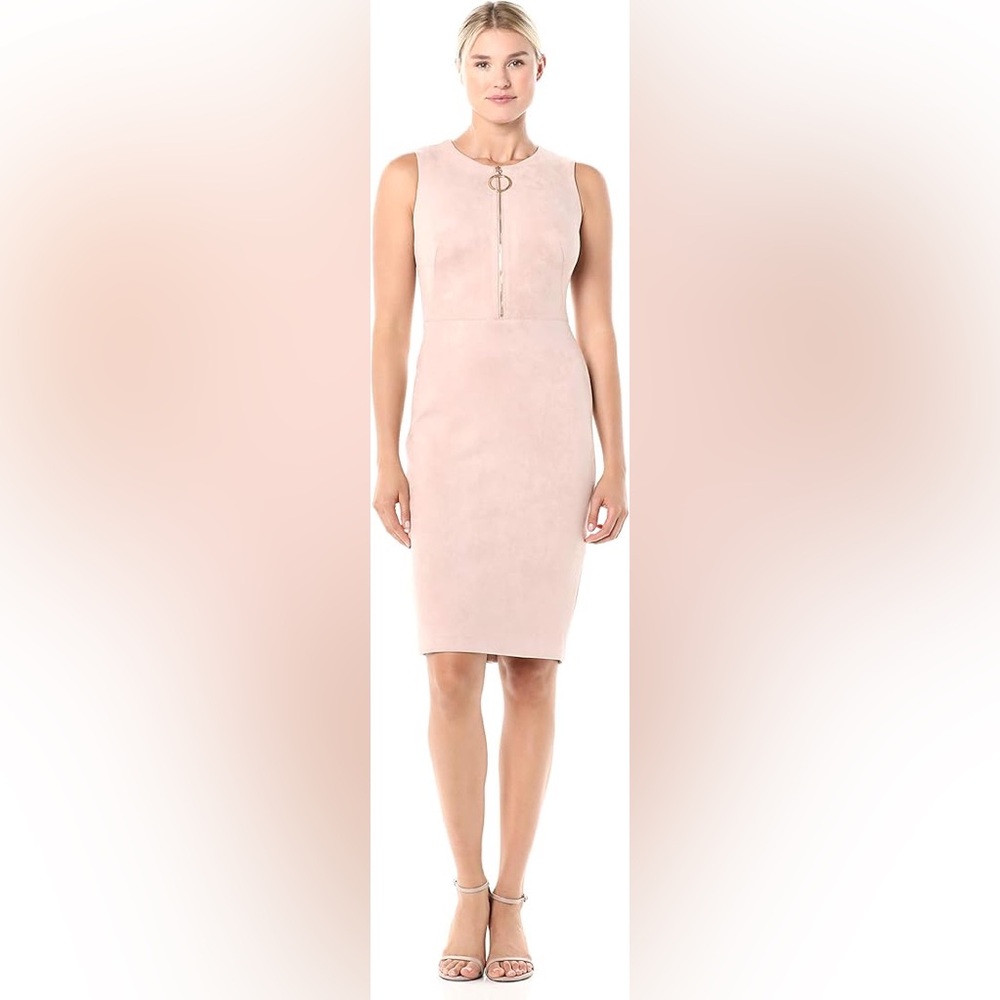 {CALVIN KLEIN} Nude Suede Dress